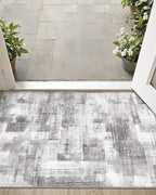 LUMI Ultra Thin Door Mat, 18x30 Non Slip Indoor Doormat Entrance Washable Rugs Entryway Oriental Vintage Soft Carpet for Kitchen Bedroom Front Door, Grey