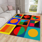 Geometric Rug 3x5 - Colorful Abstract Modern Funky Rugs for Bedroom Non Slip Low Pile Machine Washable Area Rugs for Living Room Kitchen, Geometric Carpet House Decor & Gifts