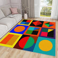 Geometric Rug for Entryway Indoor - 3x4ft - Colorful Abstract Modern Funky Washable Non Slip Low Pile Small Rug for Bedroom, Geometric Carpets Room Decor & Gifts