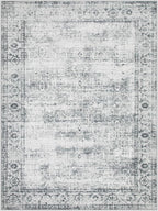 Lahome Vintage 9x12 Washable Grey Rugs for Living Room Bedroom, Boho Dining Room Rugs for Under Table, Soft Non Slip Indoor Throw Carpet for Home Office Playroom (9x12ft,Grey)