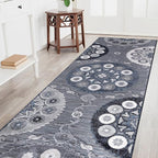 CAMILSON Runner Outdoor Rugs Oriental Retro Traditional Floral Medallion Area Rug 2x10 Non-Shedding Stain Resistant Indoor Carpet for Bathroom Hallway Kitchen Office (2 x 10 / Navy Blue)