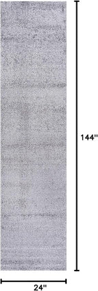 Eyely UES100A-212 Supersoft Haze Solid Low-Pile Indoor Runner Rug, Coastal, Bohemian, Minimalist, Classic, Casual for Bedroom,Kitchen,Living Room,Non Shedding,Easy-Washing, Gray, 2 X 12