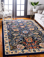 Unique Loom Espahan Collection Area Rug - Cape Cod (5' 1" x 8' Rectangle, Navy Blue/ Black)