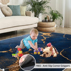 6x8 Abstract Marble Classroom Rugs - Dark-Blue-Marble Playroom Rug, Luxury Stone Pattern Carpet Area Rug for Girls Bedroom Kids Room Basement Office Classroom