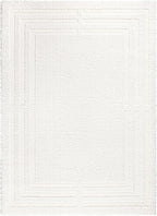 Town & Country Everyday Cloud Shag Plush Border Area Rug with High-Low Pile, Ivory, 6'6"x9'6"