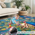 Peacock Rug Large - 5x8 Rug, Turquoise Teal Peafowl Washable Rugs for Living Room, Peafowl Decor Carpet, Modern Style Non-Slip Area Rugs for Bedroom, Aesthetics Carpet - Peafowl Home Decor & Gifts
