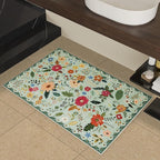 2x3 Washable Rug for Entryway, Floral Green Soft Small Area Rug, Non Slip Doormat Indoor Entrance Carpet, Flower Low Pile Front Door Throw Rug for Bedroom, Kitchen, Laundry, Bathroom, Sage Green