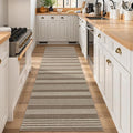 Lahome Striped Washable Runner Rug, 2x8 Easy Jute Hallway Kitchen Runner, Farmhouse Non Slip Non Shedding Indoor Outdoor Carpet for Entry Corridor Foyer, Khaki