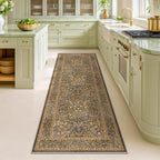 Non Slip 2x5 Gold Brown Bathroom Runner Rug - Small Runner Rugs, Washable Kitchen Floor Mat, Bedroom, Laundry Room, Hallway Runner - Vintage Oriental Décor