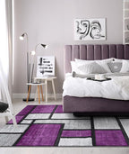 Geometric Area Rug - Decorative Home & Office Rug - Indoor Carpet for Living Room, Bedroom, Family or Dining Room - Non-Fading Polyester Material, Stain-Proof - Made in Turkey - Purple 5 x 7 ft