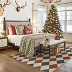 Lahome Christmas Rug, 5x7 Christmas Decor Rugs for Living Dining Room Non Shedding Washable Carpet, Checkered Red and Green Non Slip Stain Resistant Indoor Carpet for Patio Office Xmas Holiday Decor