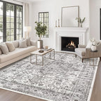 zesthome 5x7 Area Rugs - Ultra-Thin Washble Rug, Stain Resistant Anti Slip Backing Rugs for Living Room,Bedroom, Vintage Home Decor Area Rug (Grey/White,5'x7')