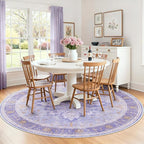 Area Rugs 8ft Washable Non-Slip, Floral Vintage Distress Print Pattern Medallion Carpet for Living Room Bedroom Dining Room, Light Purple Brown