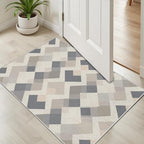 Modern Area Rug Living Room Rugs 4x5, Minimalist Soft Boho Geometric Rug, Non-Slip Washable Low Pile Non Shedding Carpet for Bedroom Office Dining Room Kitchen Nursery, Gray Beige White