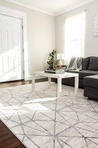 Rugs.com Lattice Trellis Collection Rug – 3' x 5' White Low-Pile Rug Perfect for Living Rooms, Large Dining Rooms, Open Floorplans