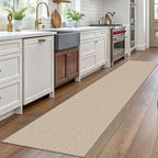 EARTHALL Washable Runner Rug 2x10 Ft Non Slip Runners for Hallways Long Cotton Rubber Backed Kitchen Runner Braided Indoor Floor Carpet Runners for Entryway, Hallway, Kitchen, Send/Beige