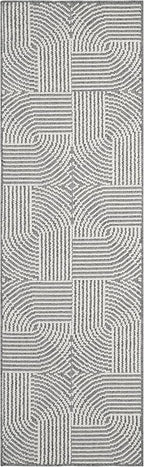 Nourison Home Textured Home Charcoal Ivory 2'3" x 7'6" Area Rug - Easy Clean, Non Shedding, Bed Room, Living Room, Dining Room, Kitchen (8' Runner)