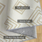 Washable 5x6 Modern Geometric Rug Living Room, Beige Abstract Diamond Design Area Rugs for Bedroom, Modern Geometric Home Decor Carpet, Low Pile, Non Slip, Kids & Pet Friendly (N4180)