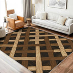 Checkered Rug Small, Washable 2x3 Throw Rug for Entryway, Wood Grain Patterned Indoor Door Mat, Checkered Geometric Decor for Home, Bedroom, Soft Non Slip Thin Design FER22