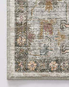 LUMI Washable Kitchen Rug, 23x84 Non-Slip Indoor Hallway Runner, Soft Low Pile Vintage Distressed Area Rugs for Laundry, Bedroom, Celadon