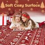 Christmas Rug 4x6 Washable Rugs, Boho Christmas Tree Snowflake Rug Non-Slip Soft Low Pile Non Shedding Indoor Holiday Decor Carpet for Living Room Bedroom Dining Room Home Office (Xmas Red, 4'x6')