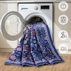 Entryway Rug 2X3 Small Rugs: Floral Washable Door Mat Vintage Soft Low Pile Non-Slip Kitchen Rugs Stain Resistant Indoor Throw Rug for Entrance, Bedroom, Kitchen, Laundry, Bathroom Blue