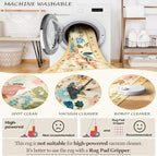 Floral 6x9 Area Rug Machine Washable Soft Print Boho Carpet Non Slip Doormat Low Pile Flower Area Rugs for Living Room Bedroom Nursery Kitchen Dining Room Indoor-Ivory/Yellow