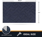 PURRUGS Dirt Trapping Door Mat 24" x 35.5", Non-Slip Machine Washable Entry Rug, Shoe Scraper, Dog Doormat, Super Absorbent Welcome Mat for Front & Back Door, Muddy Wet Shoes & Paws, Navy Blue