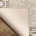 Antep Rugs Alfombras Modern Bordered 3x5 Non-Skid (Non-Slip) Low Profile Pile Rubber Backing Indoor Area Rugs (Beige, 3' x 5')