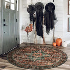 Moynesa Ultra-Thin Washable Round Rug - 4Ft Round Area Rugs for Bedroom Brown Bathroom Circle Mat, Non Slip Non Shedding Low Pile Indoor Floor Carpet for Living Room Coffee Table Kitchen, Brown