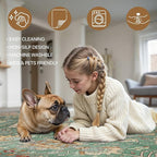 Bavni Washable Area Rugs 8x10 Green Boho Rug Tumble Vintage Large Carpet for Living Room Bedroom Dining Room, Non Slip Thin Low Pile Chenille, Dark Sage/Gold