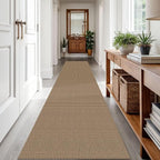 IOHOUZE Washable Runner Rug 2.6x12 Non Slip Rubber Backed Extra Long Hallway Runner Entryway Runner Indoor, Kitchen Rugs Woven Cotton Floor Carpet for Hall Stair, Orange/Tan/Brown