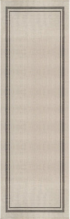 Beverly Rug Easy Jute Bordered Runner Rug 2x7 Washable Durable Indoor Outdoor Area Rugs for Living Dining Room Patio Office Stain Resistant Non Shedding Casual Indoor Outside Carpet 2 x 7 Off-White