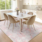 Washable Area Rugs 10'x14' Non-Slip Modern Abstract Soft for Living Room Entryway Bedroom Nursery, Print Pattern, Grey Pink