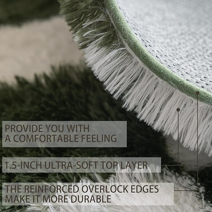 8x10 Area Rugs for Living Room Bedroom, Soft Fluffy Shaggy Bedside Rug, Indoor Floor Carpet for Kids Playroom, Dorms, Nursery Rooms, Home Decor (Olive Green & White 8'x10')