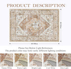 Lahome Boho Area Rug for Living Room - 4x6 Rug Washable Non-Slip Throw Bedroom Rug Lightweight Non-Shedding Large Kitchen Carpet, Oriental Distressed Print Carpet for Office Classroom Dining Room