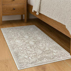 KILOCOCO Moroccan Small Area Rug 2x3 Entryway Rugs Printed Vintage Floral Washable Rug Non-Slip Kitchen Indoor Door Mat, Accent Throw Small Rugs for Laundry Room Bedroom Entrance, Beige