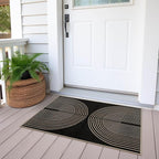 Easy Jute Rainbow Entryway Rug, 2x3 Black Washable Non-Slip Indoor Outdoor Doormat, Boho Farmhouse Small Kitchen Rug Modern Abstract Throw Rugs for Entrance Bedroom Bathroom