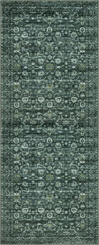 Vintage 4x6 Living Room Washable Rug, Dark Green Non-Slip Soft Bedroom Area Rug Thin Printed Faux Wool Floor Super Soft Carpet Throw Rugs for Nursery Playroom Dining Room Indoor Office
