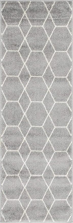 Unique Loom Trellis Frieze Collection Area Rug - Geometric (2' x 6' 1" Runner Light Gray/Ivory)