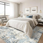 10x14 Area Rugs Living Room: Washable Large Abstract Modern Soft Rug Stain Resistant Indoor Floor Non Slip Accent Carpet for Bedroom Nursery Playroom Office Dining Room Dorm Home House- Light Blue