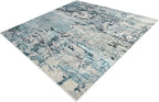 Rugs.com Leipzig Collection Rug – 8 Ft Square Blue Low-Pile Rug Perfect for Living Rooms, Kitchens, Entryways