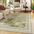 Rugcomf Area Rugs 9x12 Living Room Clearance Impressionist-Style Vintage Washable Rug Non Slip Low Pile Large Rug for Bedroom Farmhouse Dining Room Kids Playroom, Beige