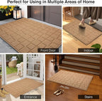 Front Door Mat Outside Entrance, Outdoor Indoor Door Mats for Entryway, Entrance, Entry, Patio, Waterproof Non Slip Doormat, Low-Profile, 31.5" × 39“, Brown