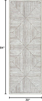 Bloom Rugs Washable Non-Slip 7 ft Runner - Brown Striped Runner for Entryway, Hallway, Bathroom, and Kitchen - Exact Size: 2.5' x 7'