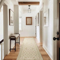 EVERGRACE Hallyway Area Runner Rugs 2x10, Boho Floral Faux Wool Indoor Outdoor Rugs, Washable Rugs for Bedroom Dining Room Living Room Kitchen, Low Pile Floor Mat Carpet for Home Decor, Natural Beige