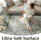 jinchan Washable Area Rug 6x9 for Living Room - Soft Faux Wool Ultra-Thin Stain Resistant Non-Slip Distressed Vintage Floral Rug Large Carpet for Bedroom,Dining Room,Home Office,Nursery(Green, 6'x9')