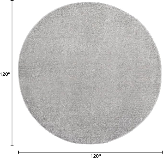 Nourison Home Nourison Essentials Silver Grey 10' x Round Area Rug - Easy Clean, Non Shedding, Bed Room, Living Room, Dining Room, Kitchen (10' x Round)