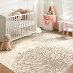 WITSHOCK 9x12 Area Rugs for Living Room: Beige Floral Washable Rugs for Bedroom Dining Room Office Nursery Modern Non-Slip Stain Resistant Low Pile Home Decor（Beige/Brown,9'x12'）