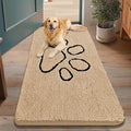 Smiry Dog Door Mat for Muddy Paws, Absorbent Dirt Trapper Non Slip Quick Dry Washable Chenille Mat for Mud Dogs, Entry Rug for Indoor and Outdoor (48x30 Inches, Beige and Black)